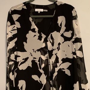 EUC Calvin Klein floral sheer shirt